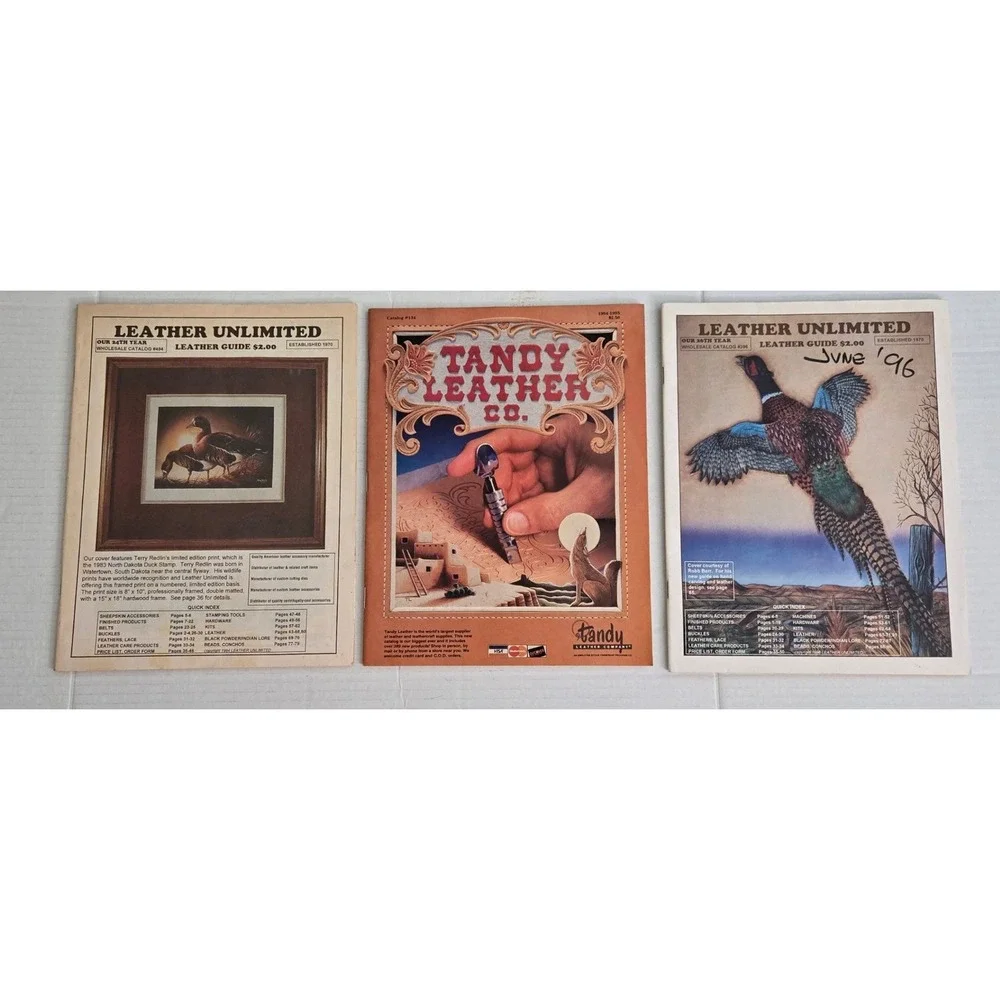 ot 3 VTG 1990s Leathercraft Catalogs Tandy 1994 Leather Unlimited 1996